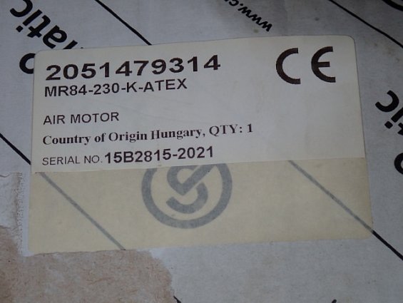Пневмомотор Air Motor Desoutter MR84-230-K (MR84-250-K) ATEX 2051479314 230(250)r/min max 7bar Ex II