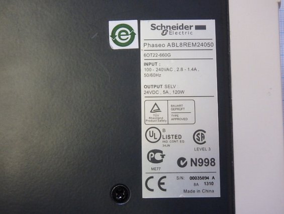 Блок питания Schneider Electric ABL8REM24050 24VDC 5А 120W 110-240VAC 50/60Hz БЕЗ ОРИГИНАЛЬНОЙ УПАКО