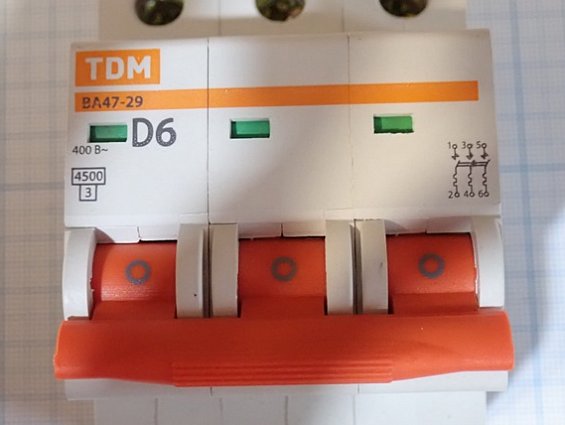 Выключатель автоматический TDM ВА47-29 D6 3P 400В