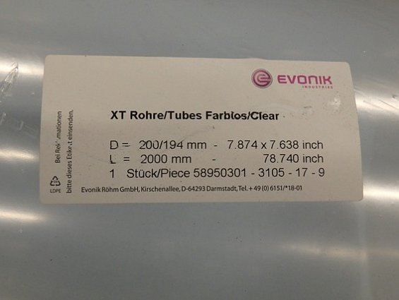 Труба прозрачная из оргстекла EVONIK 200/194/2000mm