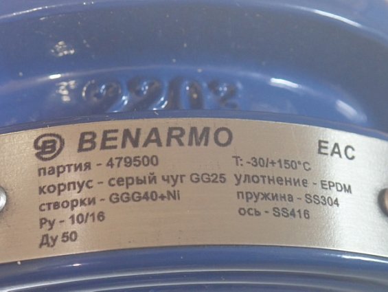 Обратный клапан BENARMO 019-2309 DN50 PN10 GG25 -30/+150C