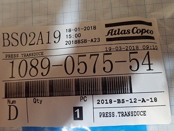 Датчик давления Atlas Copco 1089-0575-54 PRESS. TRANSDUCER для воздушного компрессора 