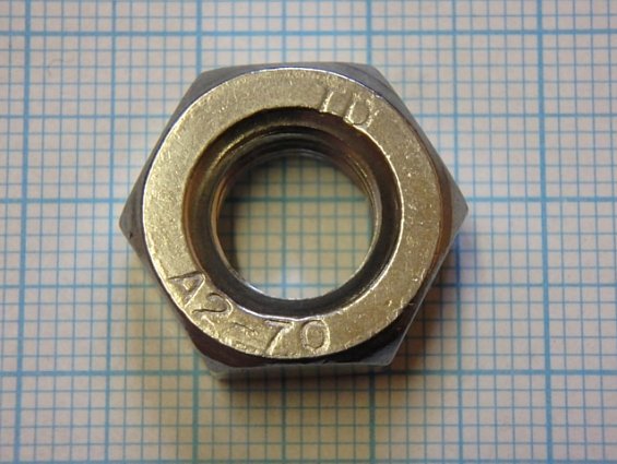 Гайка М10 A2-70 DIN934 ГОСТ5915-70 ГОСТ5927-70 ISO4032 из нержавеющей стали