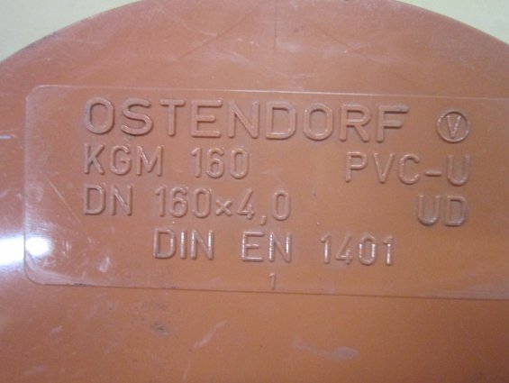 Заглушка OSTENDORF 160мм артикул 222620 наружная рыжая канализация KGM160 PVC-U DN160х4,0