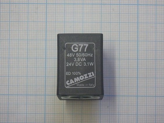 Соленоид G77 48V 50/60Hz 3.8VA 24VDC 3.1W ED100% катушка электромагнитная код-20-0075-0022
