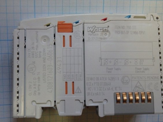 Контроллер WAGO базовый узла сети 750-333 PROFIBUS DP/FMS-12 MBAUD-DPV1-COUPL 12Мбит/с с п