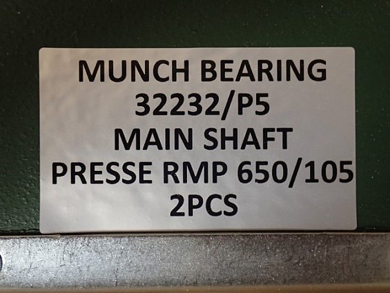 Подшипник MUNCH BEARING 32232/P5 MAIN SHAFT PRESSE RMP 650/105 главного вала гранулятора древесных о