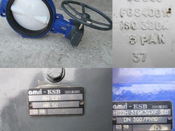 Затвор поворотный amri-ksb DN300 РN10 h122h 3t6k3gxf-10b GGG40 epdm с редуктором Rh1081 mr50 amri-ks
