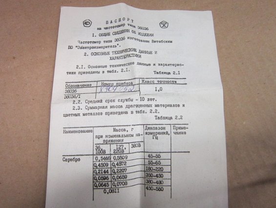 Частотомер Э8036 350-450Hz 220V 1,0 80х80х105мм