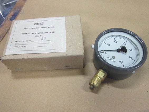 Манометр МП3-У 0-60kgf/cm2 кл.т.1.5 диаметр корпуса Ф100мм IP40 М20х1.5 РШ У2