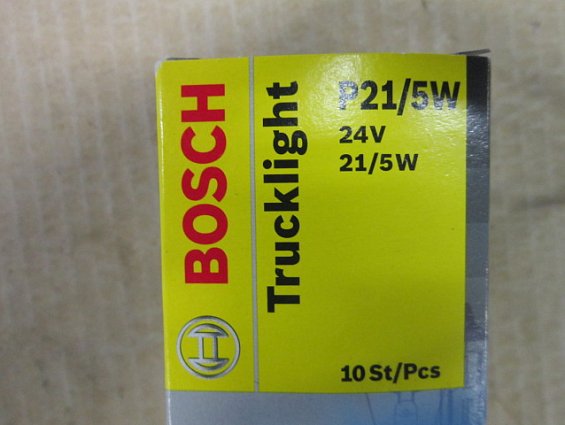 Лампа автомобильная накаливания двухконтактная bosch 24V 21/5W P21/5W BAY15d