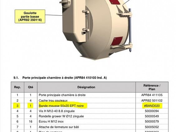 Уплотнение главной двери-крышки Evolution #BAND020 Bande mousse 50х20 EPT noire пресс гранулятора Pr