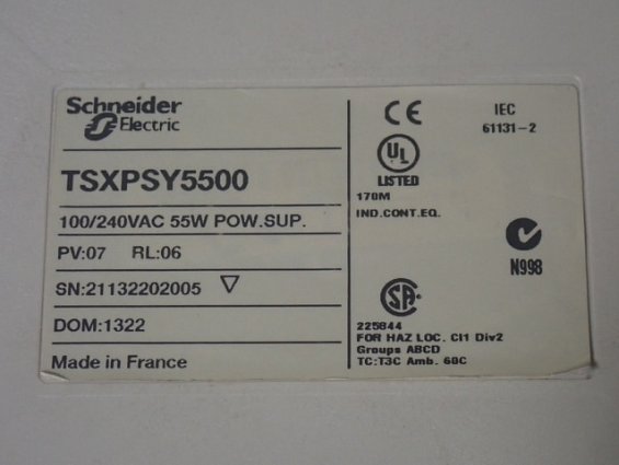 Модуль питания Schneider Electric TSXPSY5500 бывший в употреблении ПОЧТИ НОВЫЙ