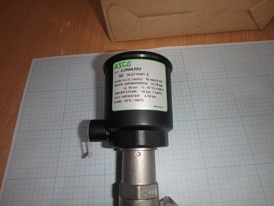 Резьбовой клапан с пневмоуправлением asco e290a393 NC DN15 G1/2" 16bar -10C...+184C 4-10bar