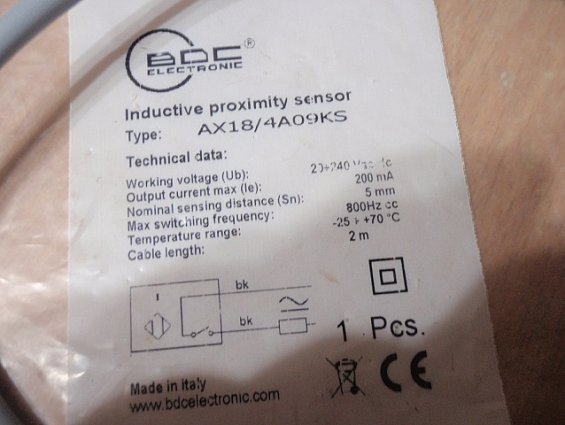 Датчик индуктивный bdc electronic ax18/4a09ks 20-240vac 200mA 5mm 800hzcc -25+70C