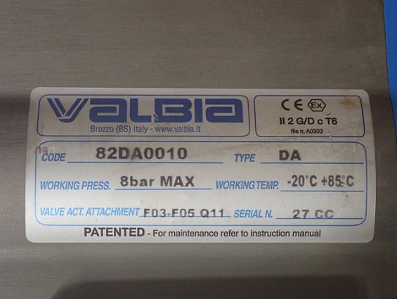 Дисковый затвор belven BV10-2366E DN32+82DA0010 Valbia пневмопривод F03-F05 -20C+85C