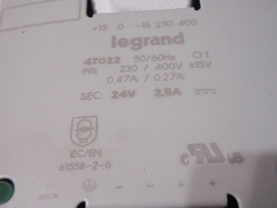 Источник питания Legrand 47022 SEC DC24В 60Вт 2.5А PRL 50/60Hz 230/400V +-15V IEC/EN61558-2-6