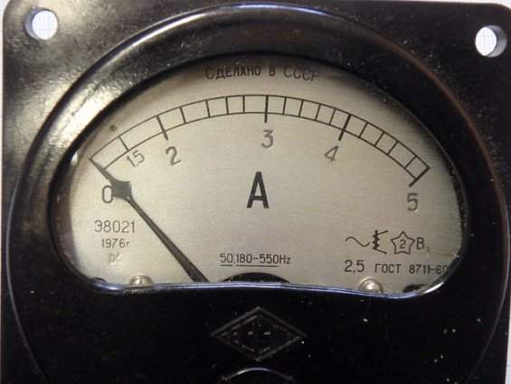 Амперметр Э8021 0-5А 180-550Hz Кл.т.2.5 80х80х71мм ГОСТ8711-60