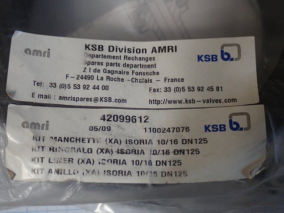 Ремкомплект затвора KSB Amri DN125 ISORIA-10/16 125XA EPDM 42099612 вес-0.32кг габаритный размер 180