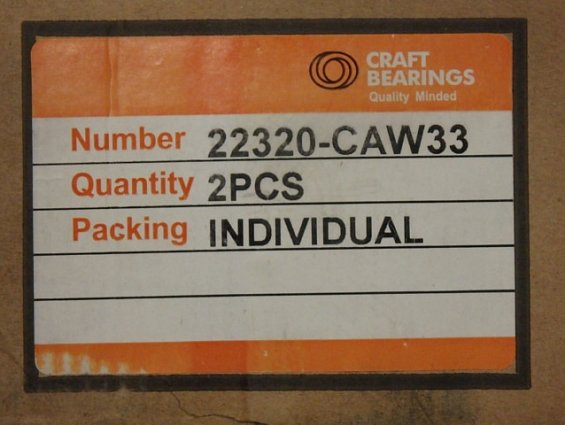Подшипник CRAFT 22320-CAW33 в одной упаковке два подшипника