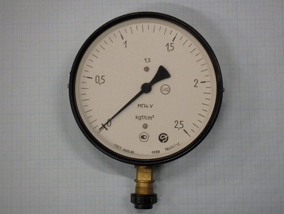 Манометр газовый МП4-У 0-2.5kgf/cm2 GAS ГОСТ2405-80 класс точности 1.5 диаметр Ф160мм
