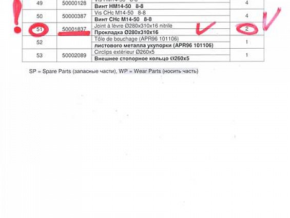 Прокладка EVOLUTION 50001837 50006157 Joint a levre Ф280х310х16 главного вала гранулятора