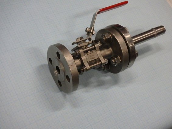 Кран шаровый DN15 PN64 AISI316 фланцевый из нержавеющей стали с переходником