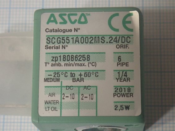 Катушка соленоид ASCO SCG551A002MS.24/DC 400904-542 24VDC 2.5W