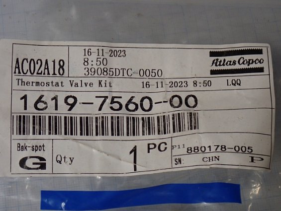 Ремкомплект термостата Atlas Copco 1619-7560-00 Termostat Valve Kit