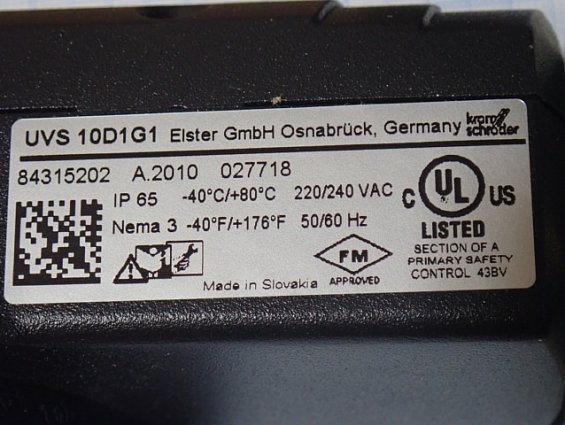 Датчик пламени газа krom schroder UVS 10D1G1 84315202 Elster UV-Sonde UV-Detector Cellule-UV Made in