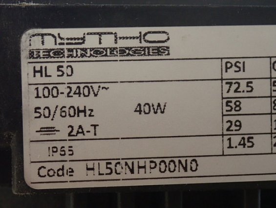 Аналоговый насос дозирования Mytho HL50NHP00N0 20-54л/ч 0.1-5бар PVDF-T/FPM 40W 100-240V 50/60Hz IP6
