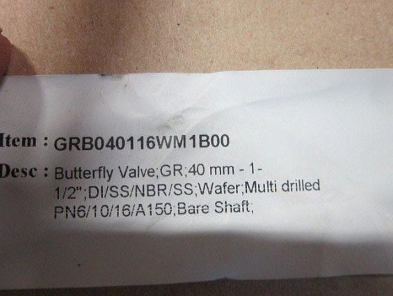 Затвор Keystone Butterfly valve DN40 grb-116-w температура -10С+100С