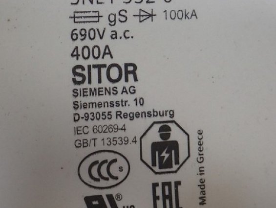 Комплект предохранителей SIEMENS 3NE1 332-0 400A SITOR NH2