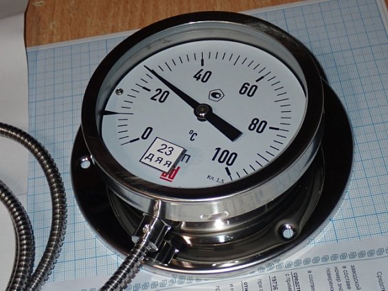 ТЕРМОМЕТР ГАЗОВЫЙ ПОКАЗЫВАЮЩИЙ BD ТГП 100РК/64х8 (0...+100C) кл.т.1,5 G1/2 L=1,5м Ф100мм НЕРЖАВЕЮЩАЯ