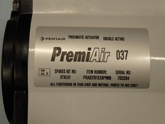 Пневмопривод KEYSTONE PENTAIR PremiAir-037 pneumatic actuator double acting