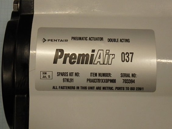 Пневмопривод KEYSTONE PENTAIR PremiAir-037 pneumatic actuator double acting