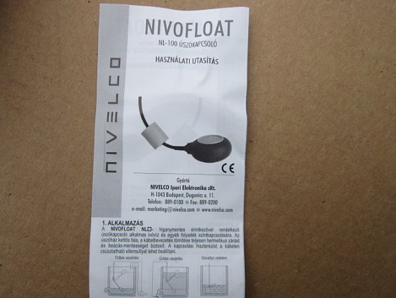 NIVOFLOAT NMW-100 груз контрбаланс датчика уровня производитель NIVELCO Ipari Elektronika zRt www.ni