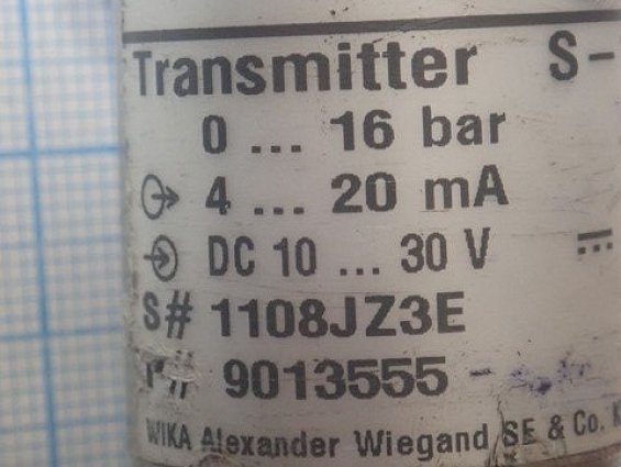 Датчик давления WIKA S-10 0-16bar G1/2b БЫВШИЙ В УПОТРЕБЛЕНИИ ТЕХНИЧЕСКИ ИСПРАВЕН