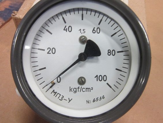 Манометр МП3-У 0-100kgf/cm2 кл.т.1.5 диаметр корпуса Ф100мм IP40 М20х1.5 РШ У2
