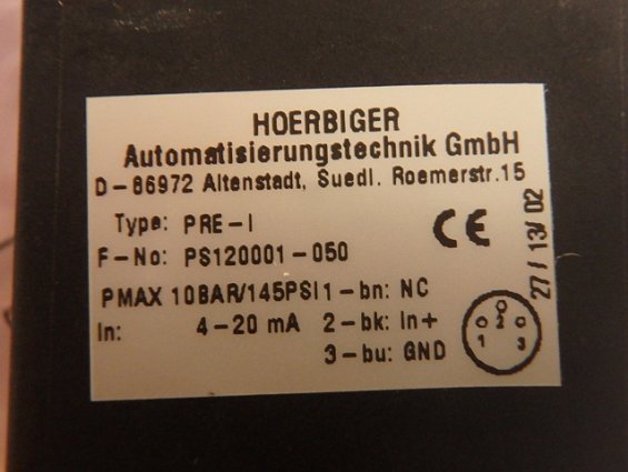 Клапан hoerbiger PRE-I ps120001-050-000 0-5bar 4-20mA редуктор пропорциональный регулятор