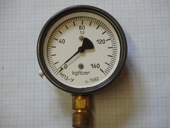 Манометр МП3-У 0-160kgf/cm2 кл.т.1.5 диаметр корпуса Ф100мм IP40 М20х1.5 РШ У2