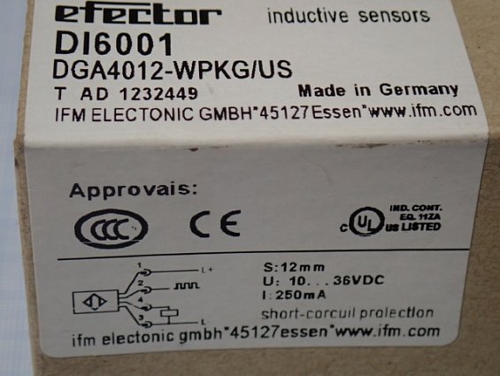 Датчик скорости ifm DI6001 DGA4012-WPKG/US efector 12mm 10...36VDC 250mA Made in Germany