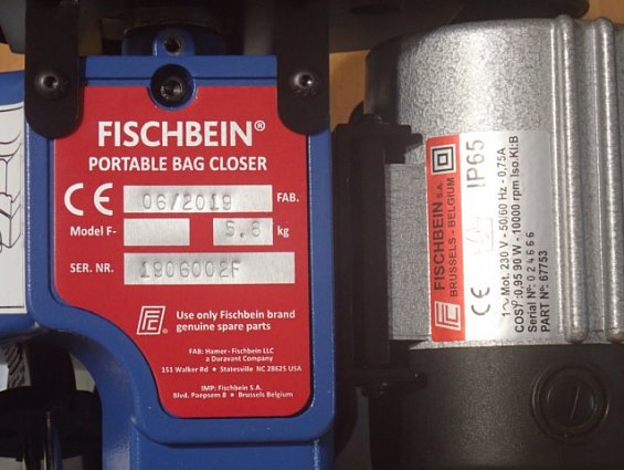 Мешкозашивочная машинка FISCHBEIN-F PORTABLE BAG CLOSER model-F портативный сшиватель