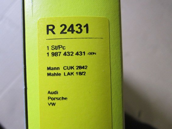 Фильтрующий элемент салонный угольный воздушного фильтра 1987432431 BOSCH 7h0819631A