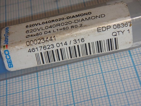Фреза цельная концевая SECO 620vl040r020-diamond Ф4х80 d4 L1=50 R0.2 00023441 4624108-014-320