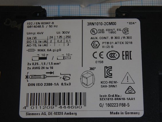 Реле siemens 3RN1010-2Cm00 3RN10102Cm00 термисторной защиты электродвигателя