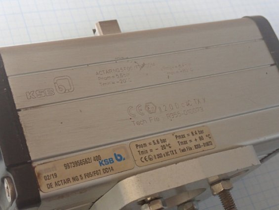 Пневмопривод amri-ksb ACTAIR NG5 F05/F07 DD14 Pmax=8.4bar Tmin=-20C Tmax=+80C Ex ПОЧТИ НОВЫЙ