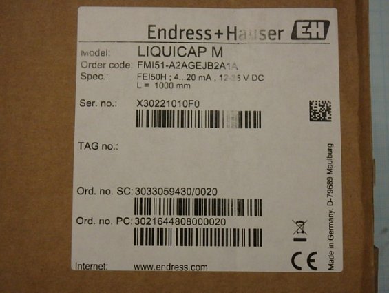 Датчик уровня Endress+Hauser Liquicap M FMI51-A2AGEJB2A1A L1=900mm L3=100mm L=1000mm 4...20mA HART