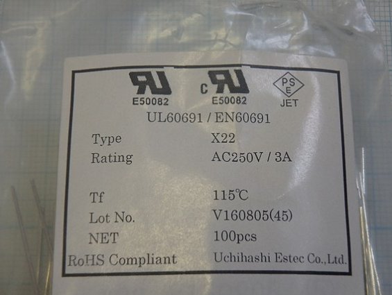 Термопредохранитель thermal fuse X22 UMI 3A +115C 250V AC250V/3A thermal cutoff radial type