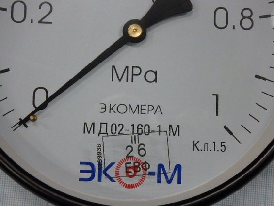 Манометр МД02-160 0-1МПа M20х1.5 номинальный диаметр корпуса Ф160мм класс точности 1.5 радиальный ко